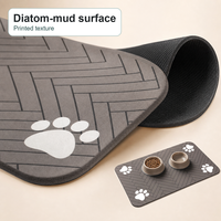 Tapis d'alimentation moderne pour animaux de compagnie en boue de diatomée, absorbant rapidement, antidérapant, en polyester, séchage rapide, avec support en caoutchouc, pour chiens et chats, tailles 30x40