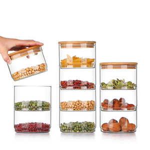 Storage Glass Jar Handmade High Borosilicate Glass Stackable Glass Jar