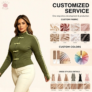 Chaqueta deportiva con cremallera y cuello alto para mujer, talla grande, estilo chino, manga larga, corte ajustado, ropa exterior moderna y a la moda. - Product Image 1