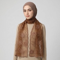 Châle Hijab en dentelle brodée florale vintage avec bord festonné, doux, protection solaire, multi-usages, pour femmes musulmanes, écharpe quotidienne et de fête
