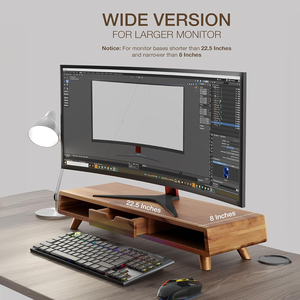 แท่นวางจอคอมพิวเตอร์ไม้พร้อมลิ้นชักเก็บของสำหรับคอมพิวเตอร์ตั้งโต๊ะ แล็ปท็อป อุปกรณ์จัดระเบียบโต๊ะทำงาน และชั้นวางใต้จอ - Product Image 6