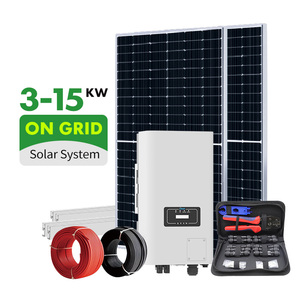 Système solaire complet connecté au réseau 5-15 kW, kit d'alimentation pour maison, onduleur à onde sinusoïdale pure, contrôleur MPPT, panneaux monocristallins - Product Image 1