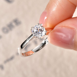 Anillos de Moissanita con Certificación GRA, Corte Redondo, Color D, VVS1, 1ct, Engaste de Doble Punta, Solitario, Cobre con Baño de Oro de 14K, Joyería para Uso Diario - Product Image 3