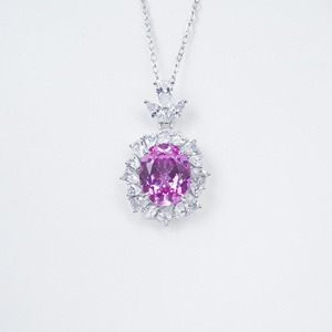 Collar de Plata de Ley 925 con Zafiro Padparadscha Cultivado en Laboratorio - Product Image 1