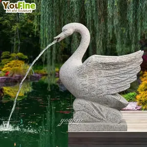 Decoração do jardim Escultura Animal De Mármore Natural Fonte De Água De Cisne De Pedra