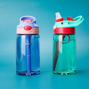 Bouteille d'eau en plastique transparent sans BPA de 500 ml avec paille, mignonne et géante, idéale pour l'école et les enfants, compatible eau bouillante - Product Image 2