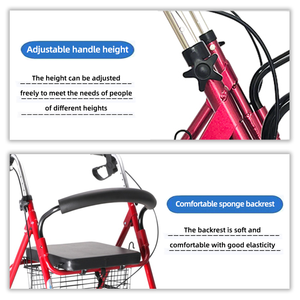 <span class=keywords><strong>Deambulatore</strong></span> Pieghevole <span class=keywords><strong>con</strong></span> Sedile, Telaio in Alluminio, Altezza Maniglia Regolabile, <span class=keywords><strong>Freno</strong></span> a Cerniera, Pratico Cestino Portaoggetti - Product Image 4