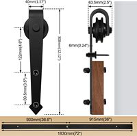 Kits de quincaillerie pour porte de grange pliante contemporaine à montage frontal, robuste, en acier au carbone, épaisseur 6 mm, capacité 120 kg, facile à installer