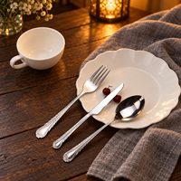 Ensemble de couverts de table en acier inoxydable, style minimaliste sans marque, polyvalent, compatible lave-vaisselle et micro-ondes