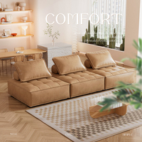 Canapé modulaire minimaliste en tissu microfibre beige pour 2 à 7 personnes, convertible en lit, pour salon