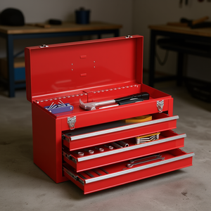 Armoire à outils portable rouge à 3 tiroirs pour usage mécanique en garage - Product Image 2