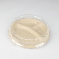 9 pouces 3 Compartiment Sugarcane Bagasse Plaque Ronde Conteneurs Compostables