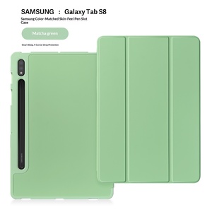 เคสหนังแม่เหล็กพับสามตอนสำหรับ Galaxy Tab S7 FE S8 A8 2022 พร้อมช่องใส่ปากกา - Product Image 5