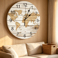 Horloge murale en quartz à mécanisme silencieux en bois MDF, décoration d'intérieur personnalisée Art Déco OEM, décoration de salon