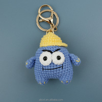 Porte-clés Monstre Amigurumi Tricoté à la Main au Crochet, Grande Poupée Mignonne Kawaii aux Yeux Grands, Artisanat de Broderie