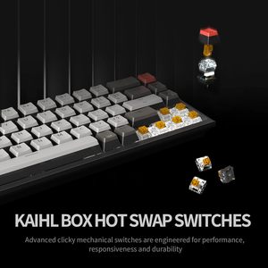 Không Dây Cơ Khí Ba Chế Độ 2.4G Bt5.0 USB-C Chơi Game 65% Bố Trí 68 Phím Hot Swappable <span class=keywords><strong>Kailh</strong></span> Hộp Chuyển Đổi Bàn Phím Cho Máy Tính Xách Tay - Product Image 2