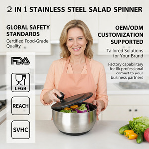 Outils de cuisine Séchoir à fruits manuel à 360 degrés Séchoir à légumes en acier inoxydable pour <span class=keywords><strong>salade</strong></span> - Product Image 5