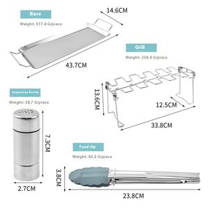 Directo de fábrica de acero inoxidable Rotisserie Rack Grill Pan BBQ Chicken Leg Rack para el hogar al aire libre plegable Stick Charcoal Camping - Product Image 5