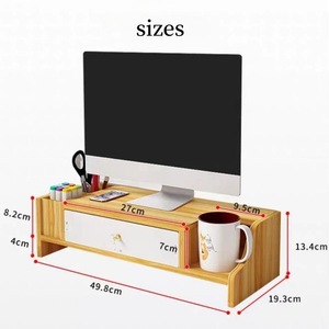 Soporte elevador para computadora de escritorio, mesa de almacenamiento para oficina, estante de almacenamiento para pantalla y teclado de bambú y madera, personalizado para exportación - Product Image 1