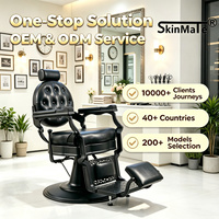Fauteuil de Barbier Commercial en Cuir PU Noir avec Cadre Métallique – Confortable, Durable et Facile à Nettoyer pour Salon de Coiffure Masculin