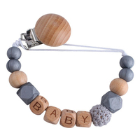 Nieuwste Bpa Gratis Hout Silicon Kralen Ketting Baby Kinderziektes Speelgoed Siliconen Fopspeen Houder Dummy Clip Baby Fopspeen Clip
