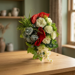 Artificial Silk Sophisticated Cascade Floral Bouquet <b>Wall</b> Arrangement Handmade Durable - Product Image 3