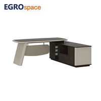 EGROspace Mobilier de bureau commercial de luxe moderne, Table de direction en bois avec meuble d'appoint en L pour PDG/Directeur