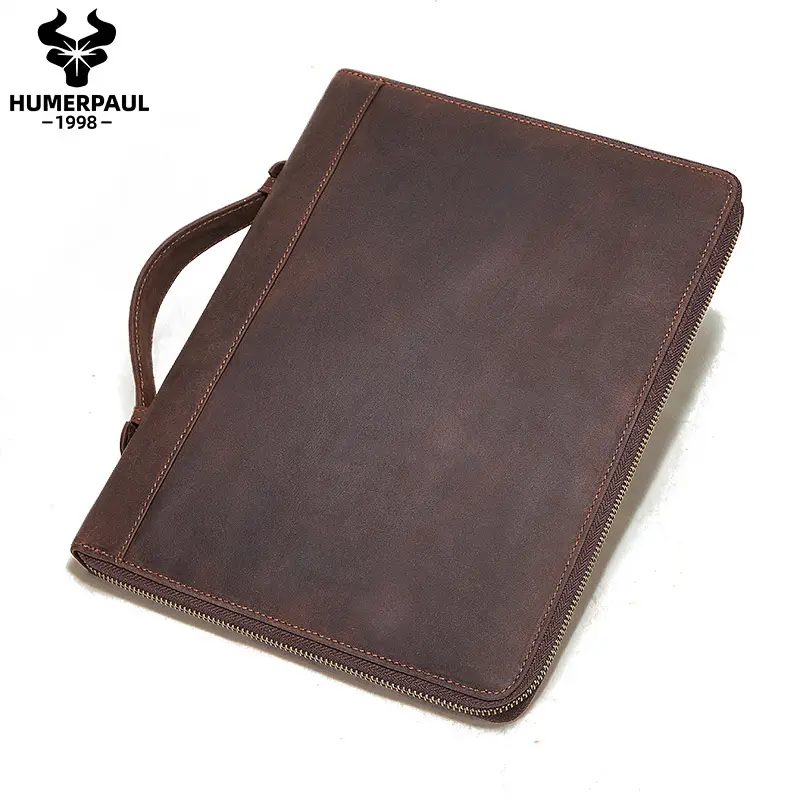 HUMERPAUL 2020 New Vintage Genuine Leather Big Capacity Laptop Protective Case Cover Business Bag For Ipad