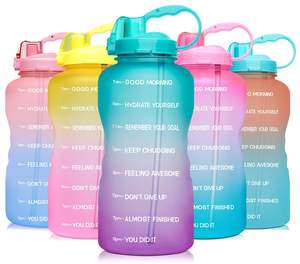 Botella de Agua de Plástico de 64 oz con Degradado de Color y Marcador de Tiempo para Gimnasio, Hecha en Vietnam - Product Image 1