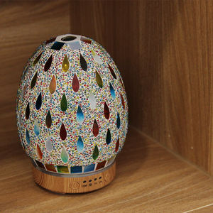 Nuove uscite 2023 perle di goccia di pioggia mosaico di vetro diffusore di aromi umidificatore elettrodomestici di qualità dell'aria con luce a LED per la casa - Product Image 6