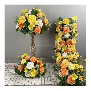 Màu vàng cam Trắng Hoa Hồng Cây hoa nhân tạo trang trí nội thất Hoa Bóng centerpieces bàn đám cưới