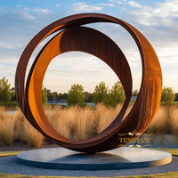 Sculpture moderne abstraite décorative en acier Corten de pelouse extérieure
