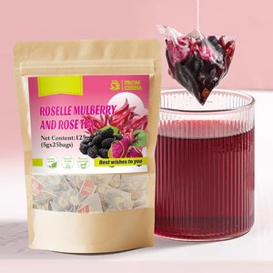 Té <span class=keywords><strong>de</strong></span> Roselle, Morera y Rosa, Té Nutritivo Diario para Mujeres, Mezcla Floral-Frutal Natural con Antioxidantes, Té en Bolsitas - Product Image 1