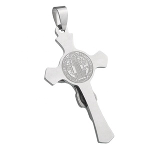 Colgante de <span class=keywords><strong>Cruz</strong></span> de <span class=keywords><strong>San</strong></span> <span class=keywords><strong>Benito</strong></span>, colgante de Color sin decoloración, acero inoxidable, St, <span class=keywords><strong>Benito</strong></span>, para fabricación de rosarios - Product Image 3
