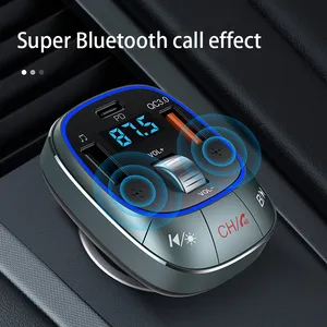 2023 3-em 1 carregador de carro inteligente 2 porta USB 3.1A estação de carregamento 15W adaptador de carregamento rápido telefone dente azul carregador de carro sem fio