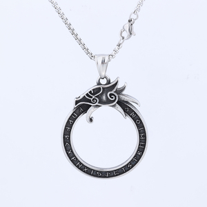 Acier inoxydable <span class=keywords><strong>Rock</strong></span> Punk Style Amulette Viking Circulaire <span class=keywords><strong>Celtique</strong></span> Dragon Collier Pendentif pour Hommes Bijoux - Product Image 6