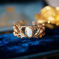 Bague vintage pour femme, style rétro, inspirée d'Instagram, en tungstène électroplaqué, avec motif floral en spirale et opale incrustée, de style japonais