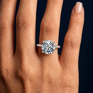 Anillo de Compromiso Dylam de Alta Joyería, Chapado en Rodio, con Piedra de Moissanita de 11 mm y 5 ct, D VVS1, para Mujer - Product Image 4
