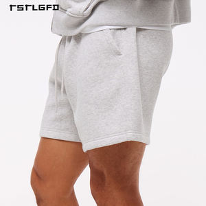 Shorts de jogging en coton molletonné épais et lourd, style streetwear uni avec cordon de serrage pour hommes – Vente en gros - Product Image 3