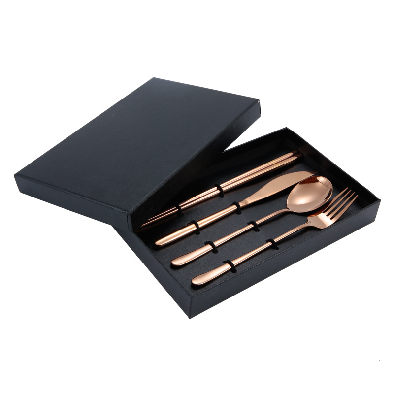 มีดสแตนเลส4ชิ้นสีโรสโกลด์