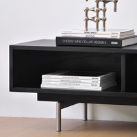 Mueble de TV de Madera Ecológico de Estilo Moderno de Mediados de Siglo con 4 Gabinetes de Almacenamiento, Diseño Ajustable para Sala de Estar, Dormitorio, Hotel y Comedor