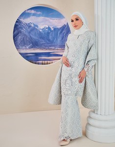 SIPO EID musulman Abaya ensemble Malaisie vêtements pour femmes 2 pièces Abaya costumes dentelle perle baju kurung gros vêtements islamiques - Product Image 2