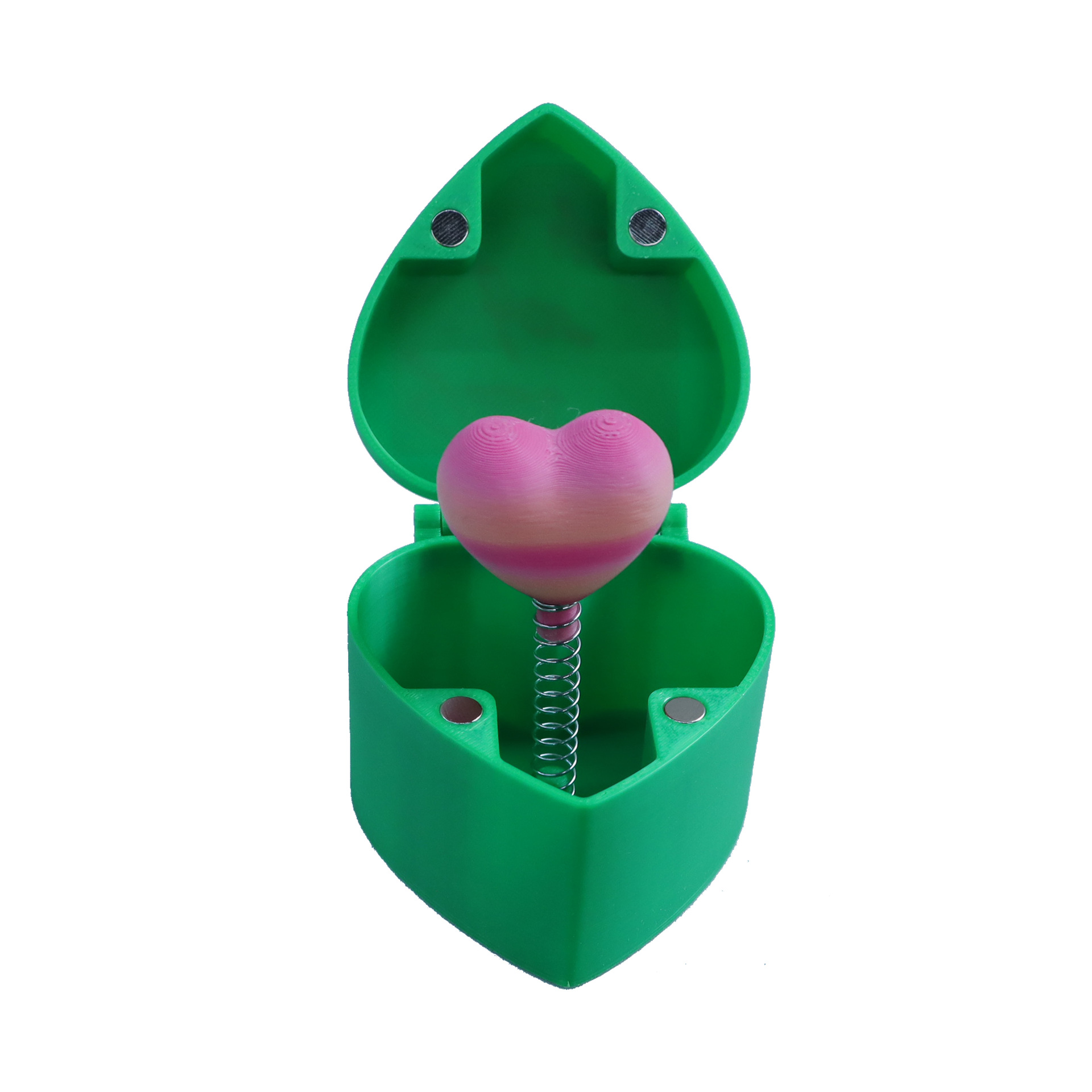 Boîte verte - Coeur rose pêche