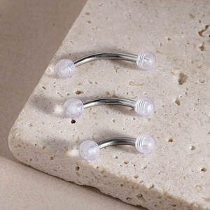 Bijoux de <span class=keywords><strong>piercing</strong></span> pour sourcils en acier inoxydable argenté, acrylique transparent, double tête, barre à billes, <span class=keywords><strong>piercing</strong></span> Daith Conch - Product Image 5