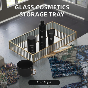 Modern Single-Tier Glass Cosmetics <b>Storage</b> <b>Tray</b> High-Looking Aromatherapy Desktop Box for Home Living Room Stand-Type for Bags - Product Image 2