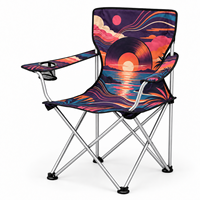 Chaise de camping en gros Camp Master avec accoudoir unique, porte-gobelet et logo et motif personnalisés pour le camping musical