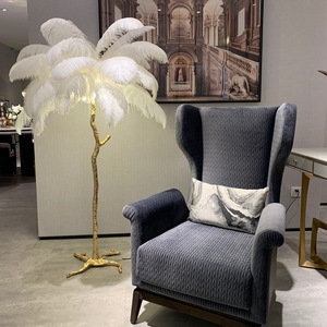 Atunus Nordic tối giản lông phòng ngủ phòng khách trang trí nội thất chiếu sáng nhựa sàn ánh sáng dẫn đứng đà điểu lông sàn đèn - Product Image 5
