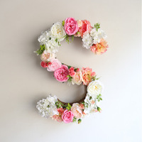 A-1272 lettre d'amour florale personnalisée en forme de lettre de rose artificielle en soie pour mariage bébé Boho décoration