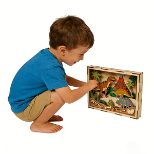 Kit Artigianale in Legno 3D Fai-da-Te di Dinosauri per Bambini, Giocattolo Educativo Ecologico da Dipingere, Puzzle Animale, Regalo - Product Image 5
