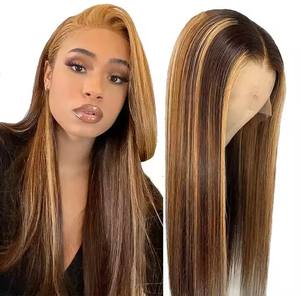 Encaje suizo <span class=keywords><strong>Vietnam</strong></span> mujeres encaje completo Frontal pelucas de cabello humano largo naranja recto Jerry Curl y onda profunda encaje transparente - Product Image 6